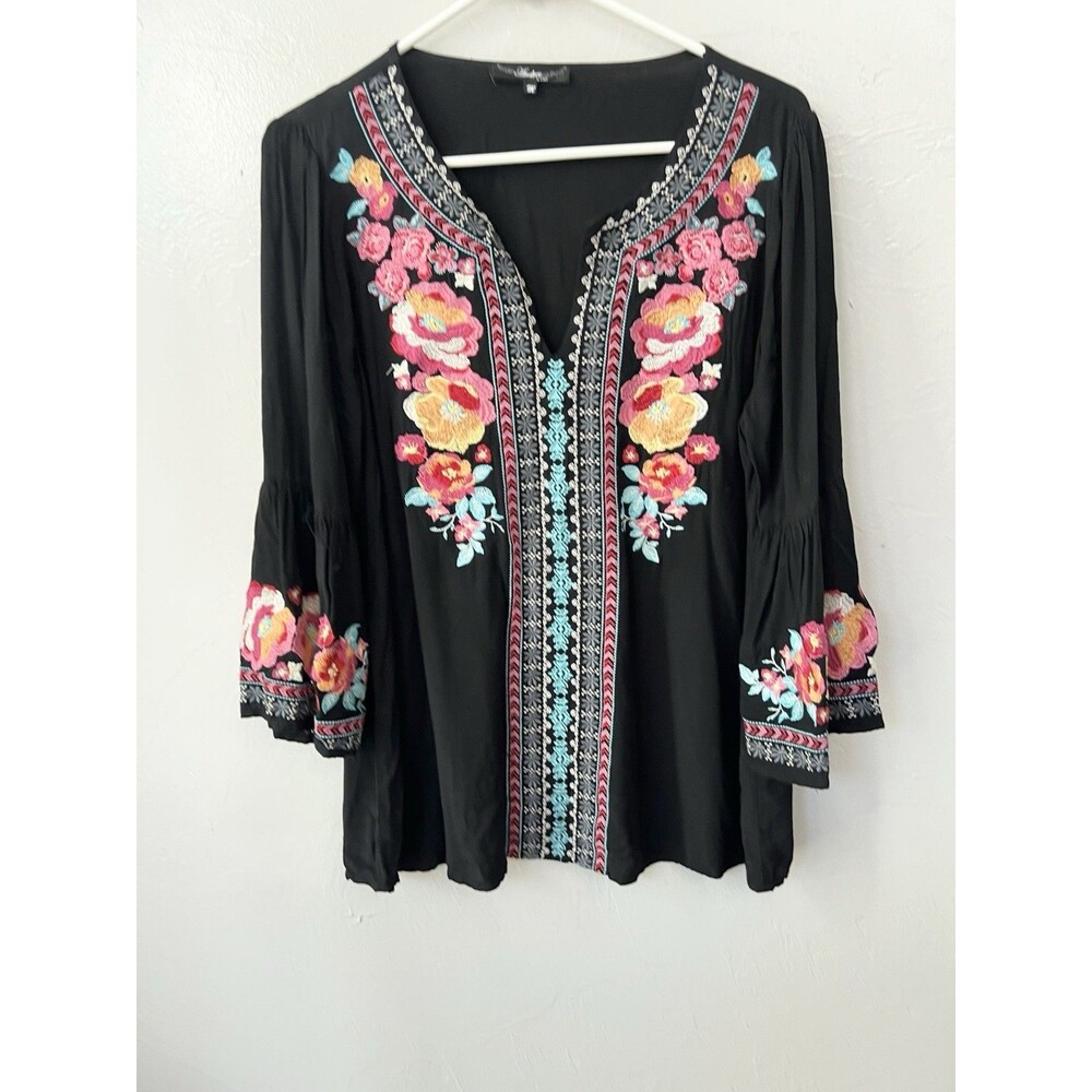 andree by unit Woman's Blouse Bohemian Hippie Peasant Festival Hippie M Black